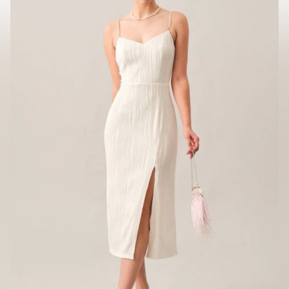 Long White Textured Dress